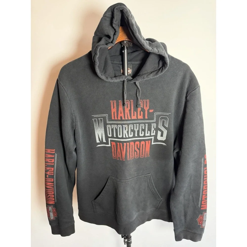 Vintage Y2K Harley Davidson Mens XL Faded Spell Out Hoodie Chicago Windy City